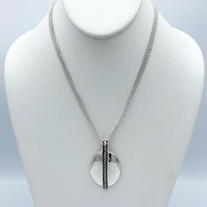 NEW Dana Buchman Silver Tone Abstract Pendant Nckl